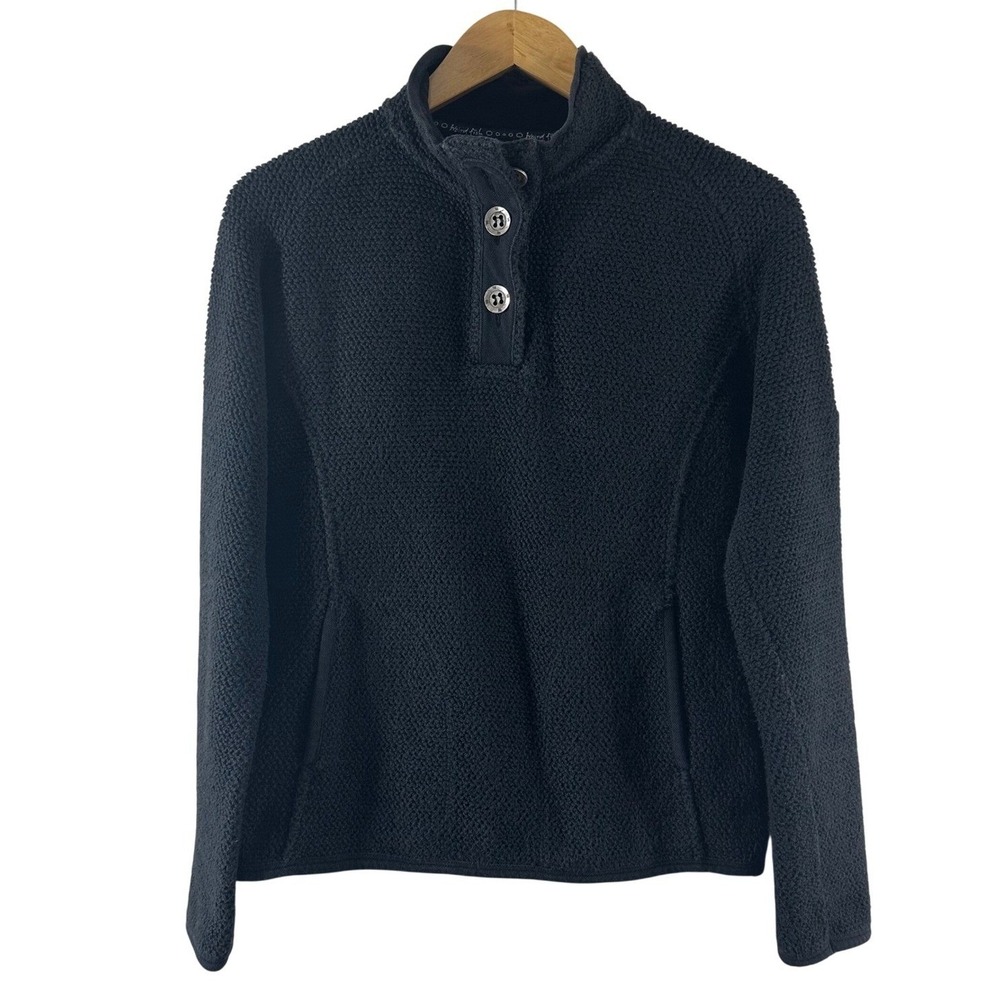 Weird Fish Macaroni Sweatshirt Womens Small Navy Blue Quarter Button Pullover
